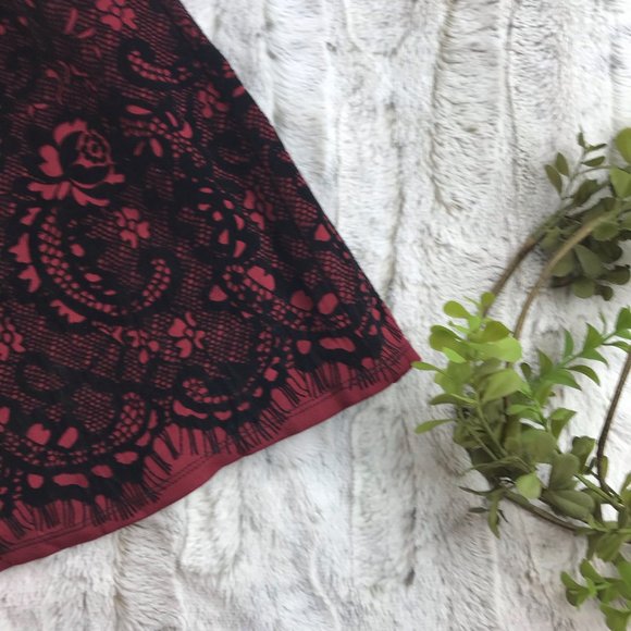 [Trixxi] Velvet Lace Print Mesh Flocked Skater Dress Size M Medium - Picture 2 of 10